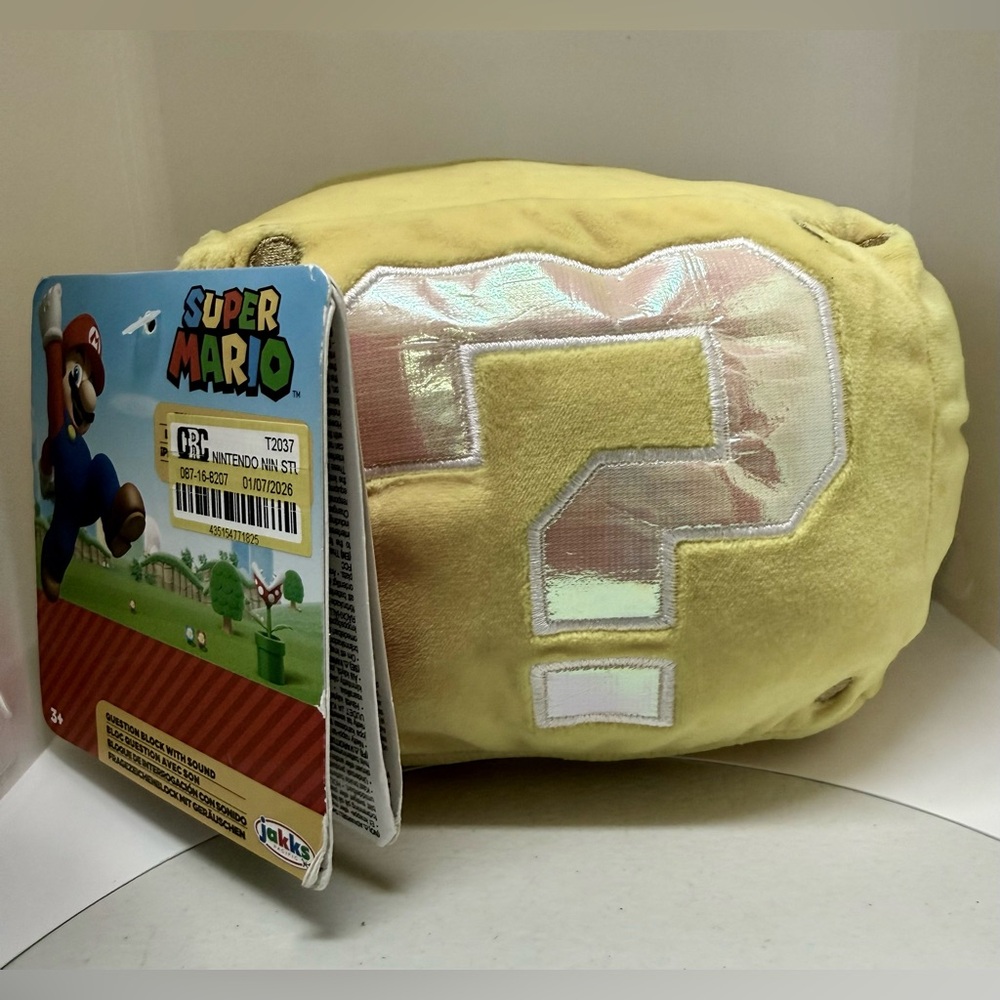 Jakks Super Mario Question Block 6" w/ Coin Sound Effects Collectible Plush NWT